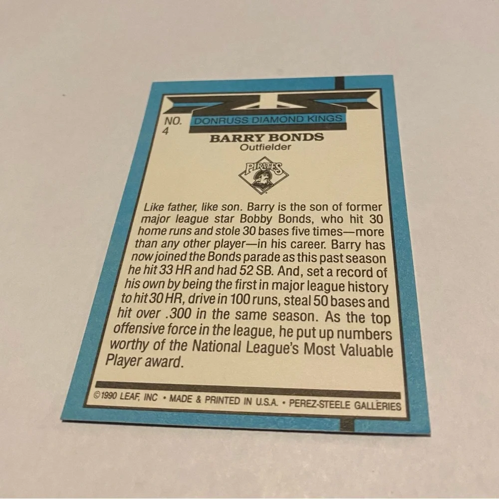 1990 Leaf Donruss Baseball card barry bonds